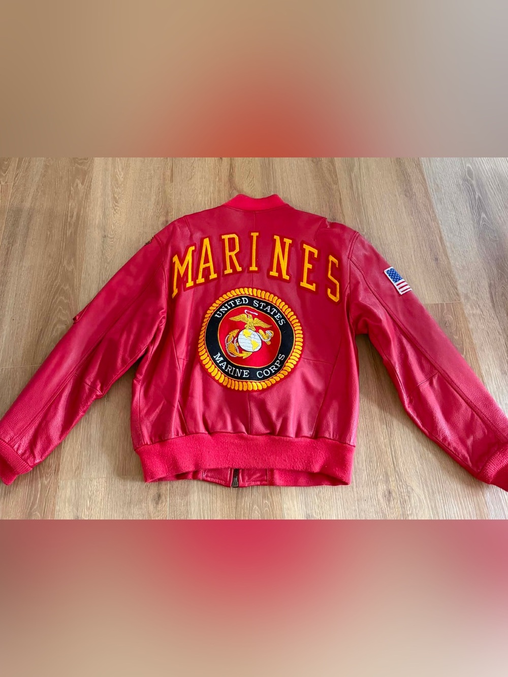 Vintage red US marine corps bomber jacket mens size M - Picture 2 of 3